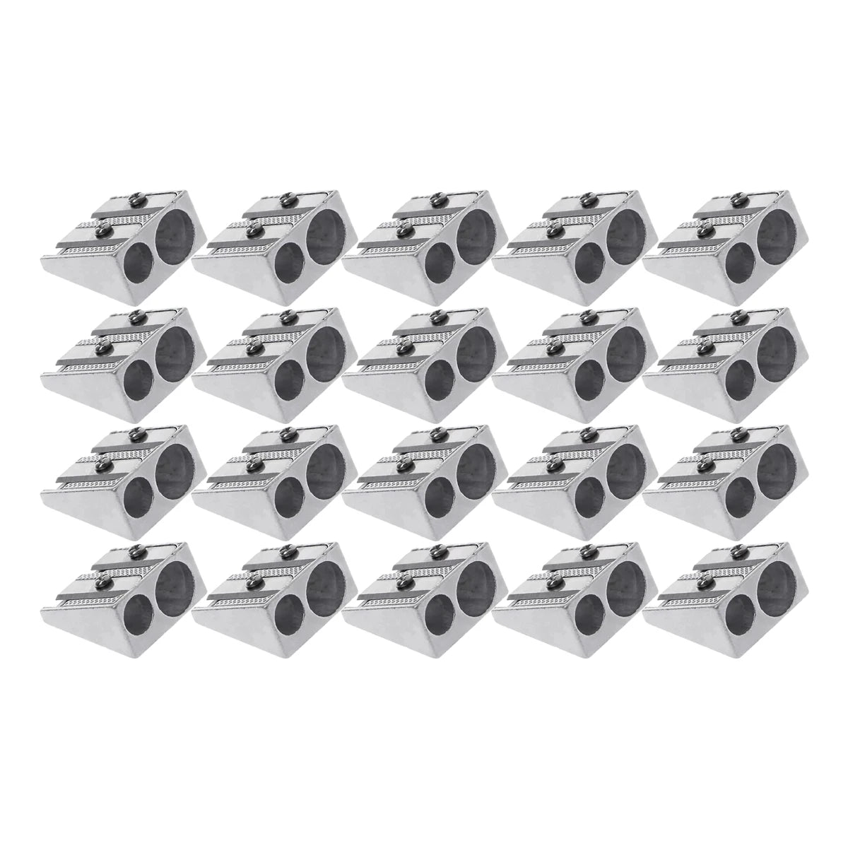1/10/20Pcs Silver Aluminum Alloy Pencil Sharpener 2-Hole
