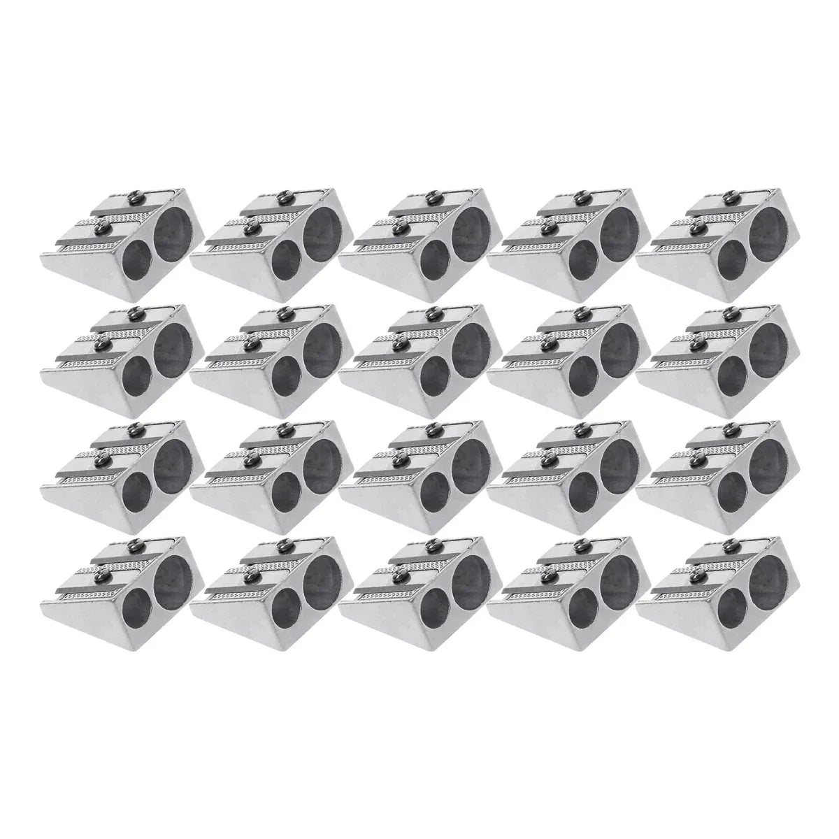 1/10/20Pcs Silver Aluminum Alloy Pencil Sharpener 2-Hole