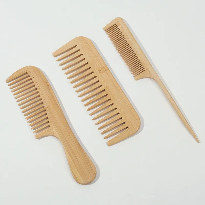 Natural Handmade Bamboo Hair Brush Set