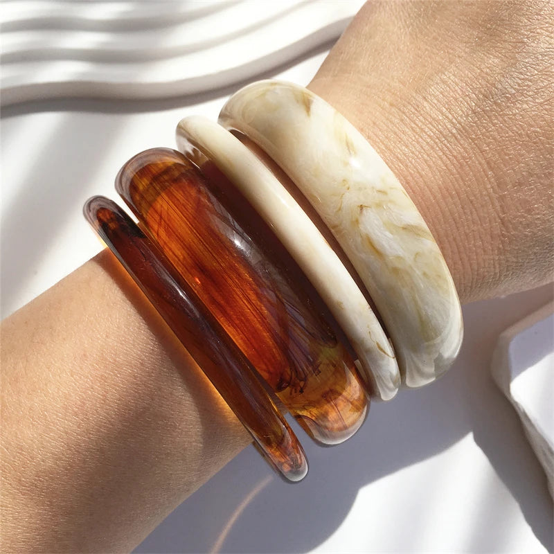 4-Piece Marble Acrylic Resin Bracelet