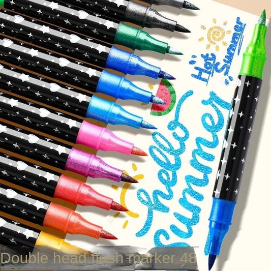 24/48/72/96 Colors Dual Brush Tip Glitter Art Markers