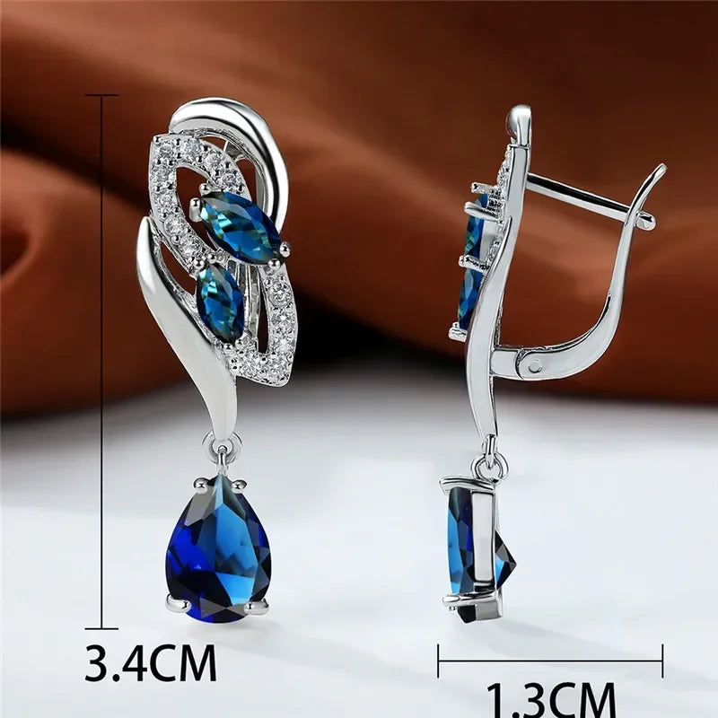 Blue Rainbow Crystal Zircon Earring