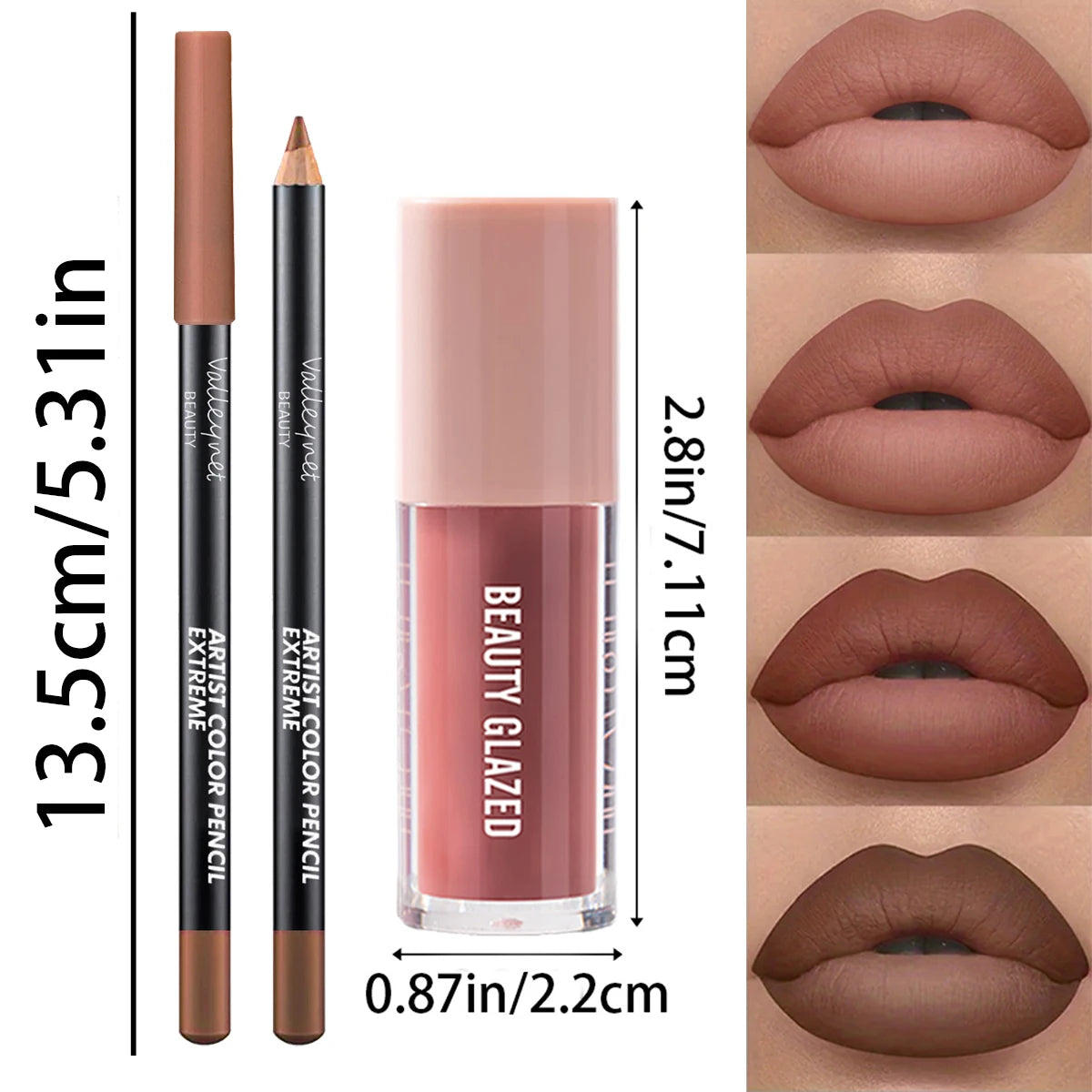 2pcs/Set Velvet Texture Lip Makeup Matte Effect Lip Makeup