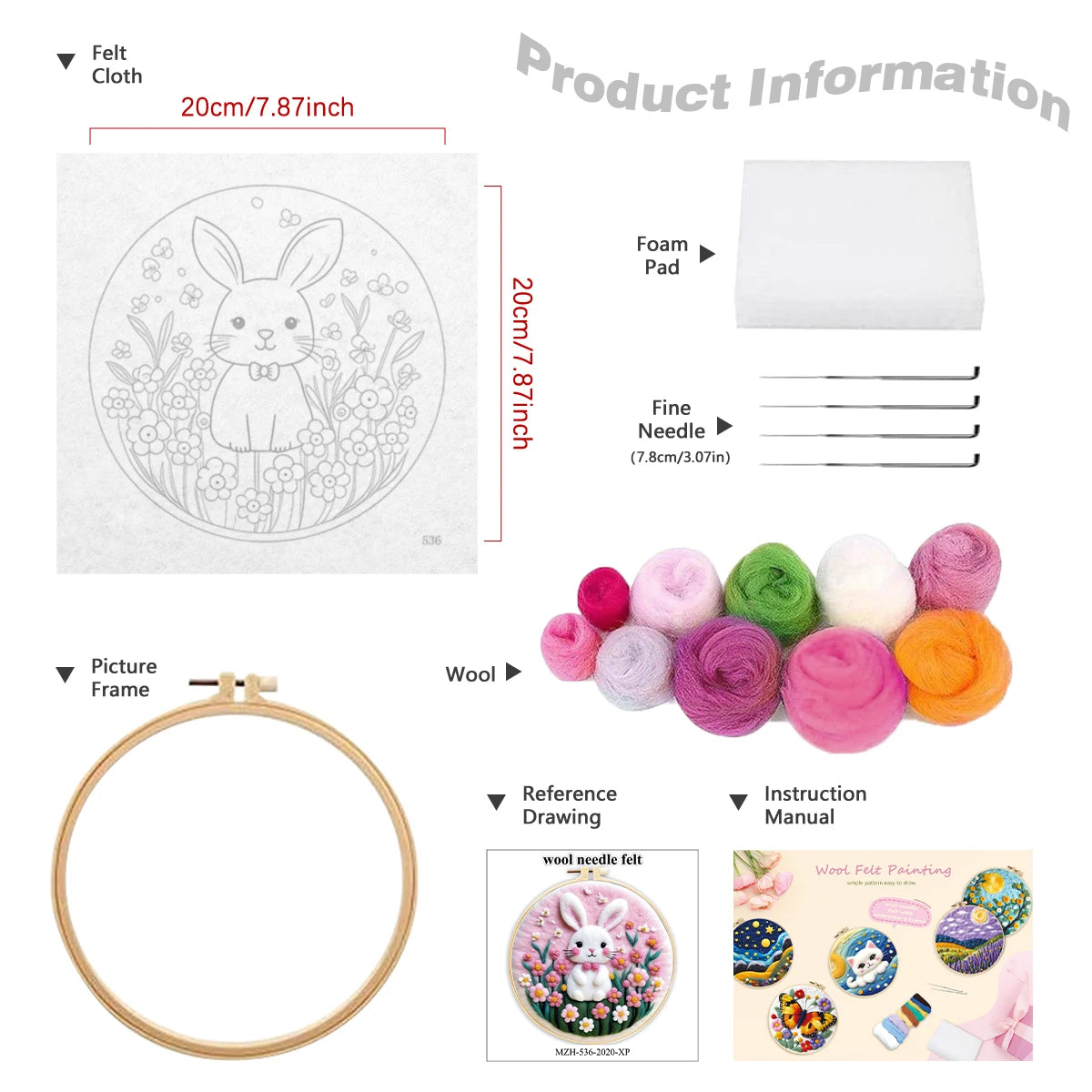 Funny Deer Fox Animal Needle Felting Kit Wool Felting Handmade Felt Needle Set
