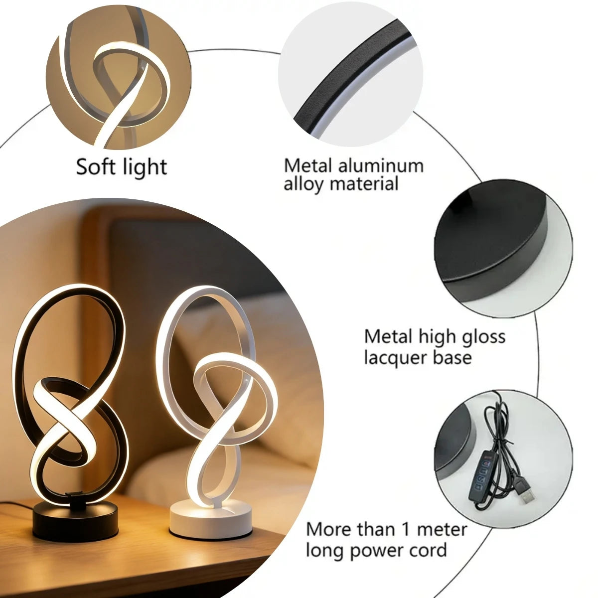Creative LED desk lamp with USB 3 color adjustable