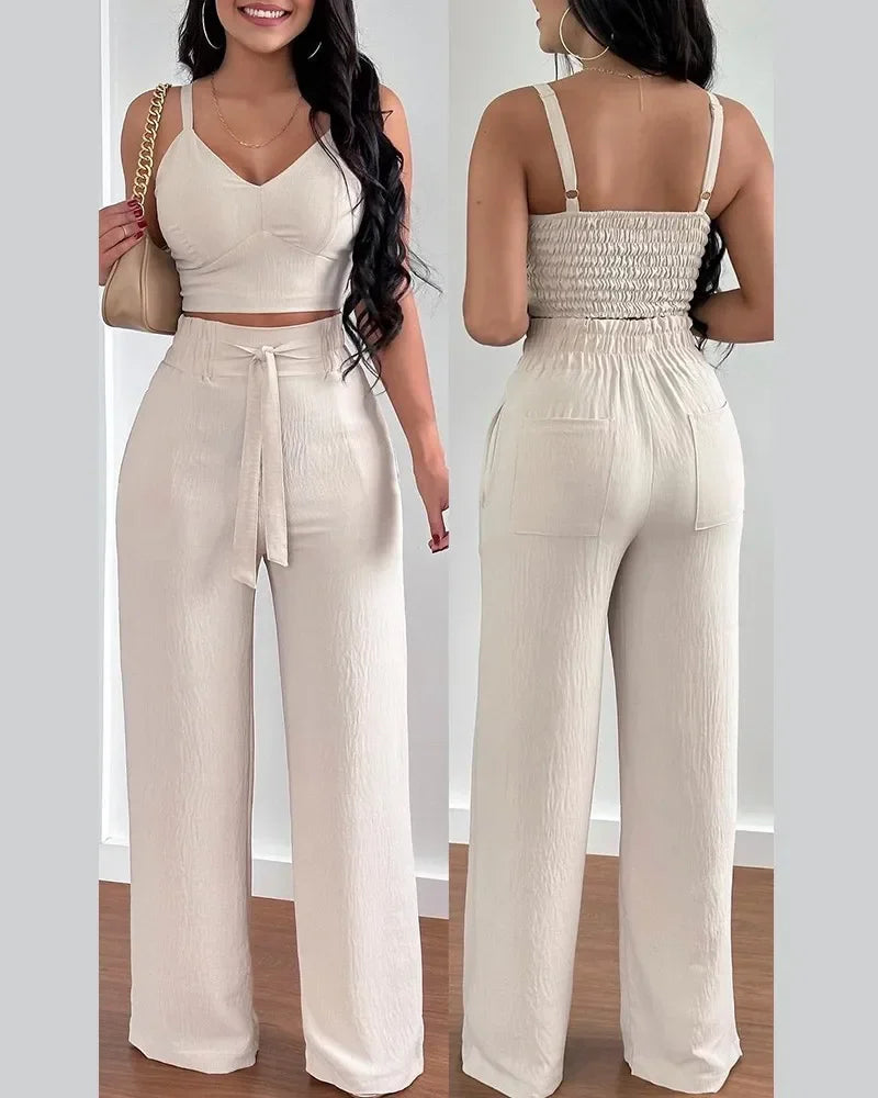 2 Piece Sexy V-Neck Strap Slim Outfits