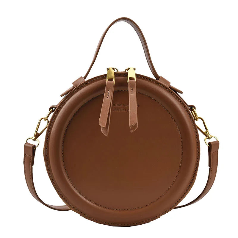 Crossbody Round Small Handbag Leather Shoulder Bag