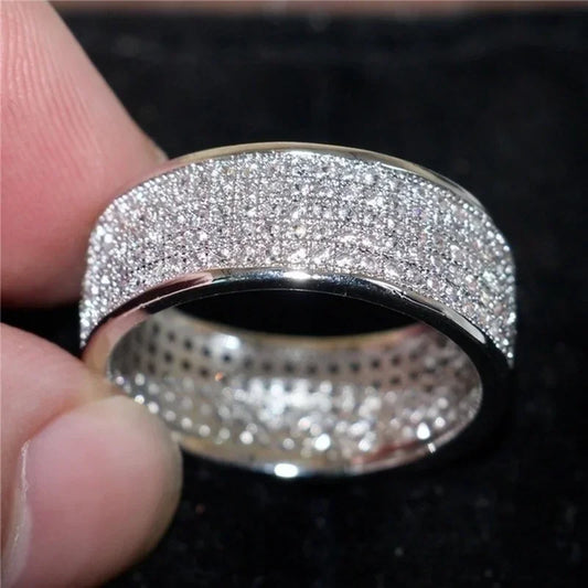 Shine Silver and Gold Color White Zircon Ring
