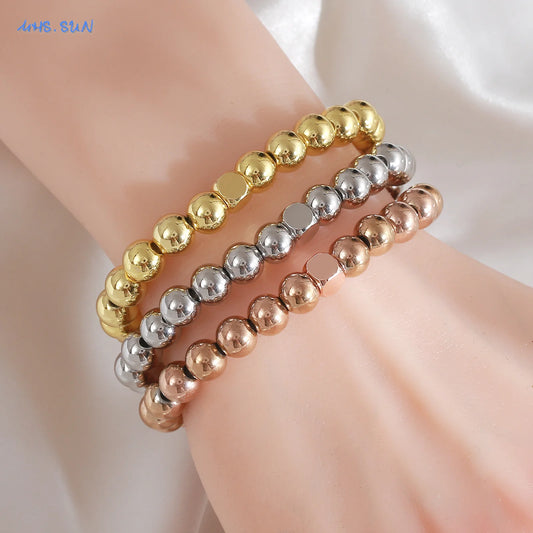DANA Gold Plated Beads Elastic Bracelet