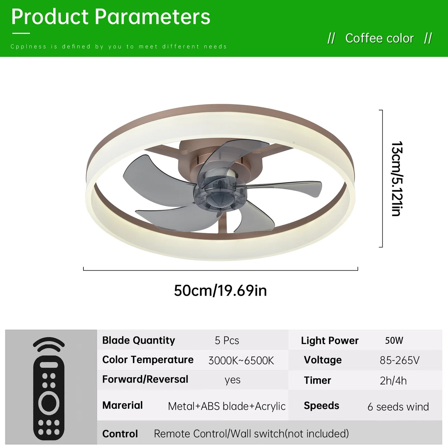 Ceiling Fan (With Lighting) Silent LED Dimmable Ceiling Fan