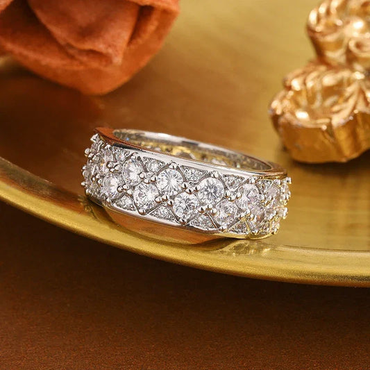 925 Sterling Silver Full CZ Diamond Sparkling High-End Ring