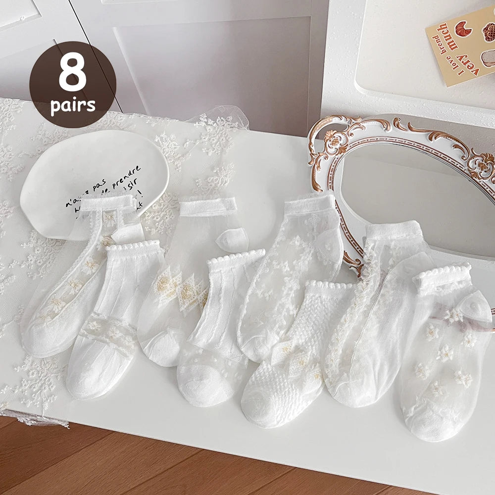 5 أزواج من الجوارب البيضاء القصيرة