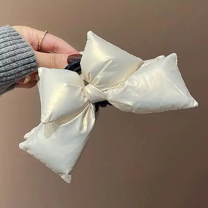 Black Leather Statement Bow Hair Clip