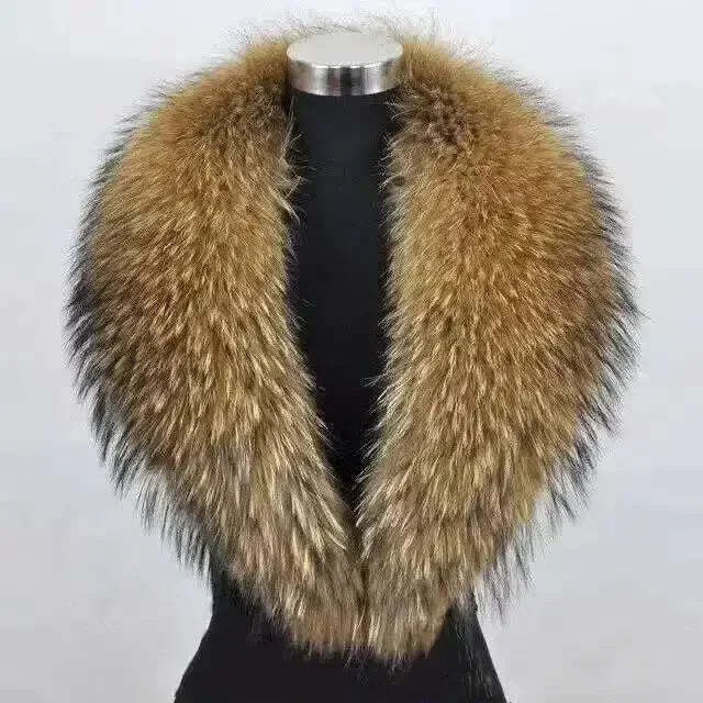 وشاح طوق من فرو الثعلب الراكون الطبيعي