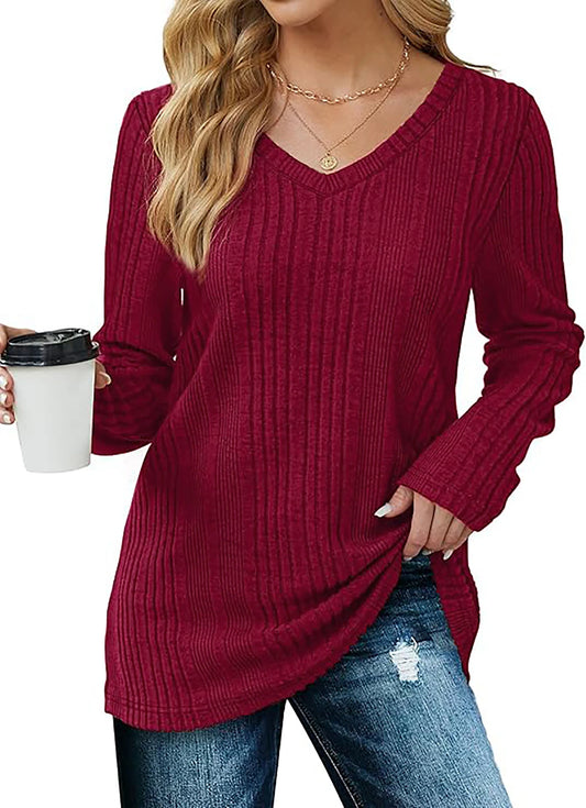 V-neck versatile top long sleeve Sweater