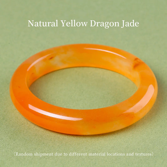 1 Piece JD Natural Yellow Dragon Jade Bangle Translucent Rings