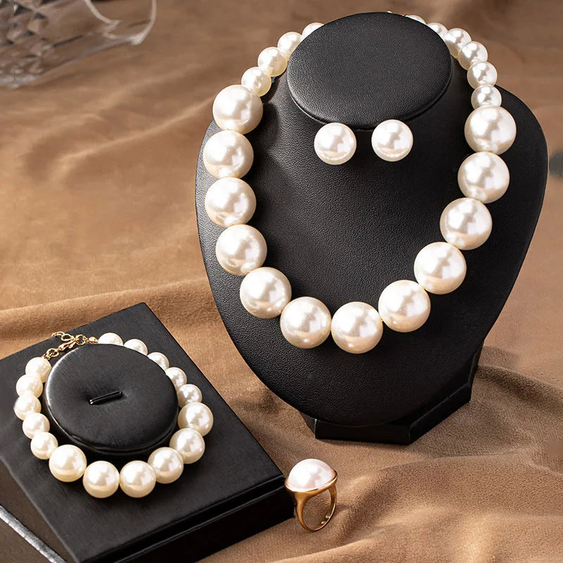 Large pearl necklaces jewelry sets
