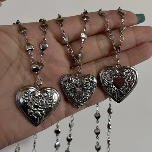 Romantic Heart Photo Locket Frame Pendant Necklace