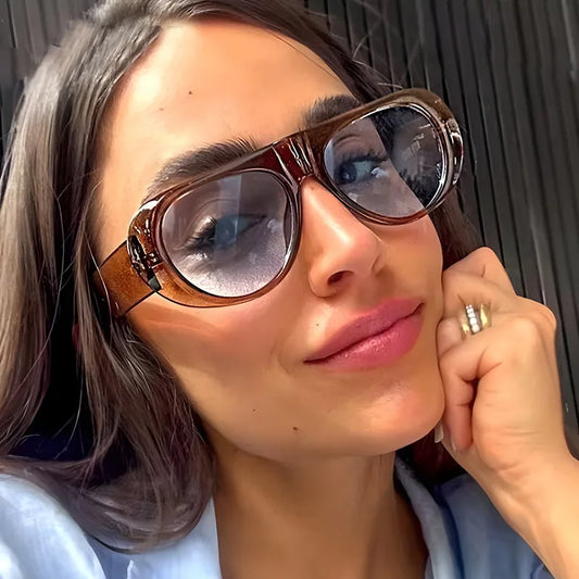 Vintage Big Frame Ellipse Square Sunglasses