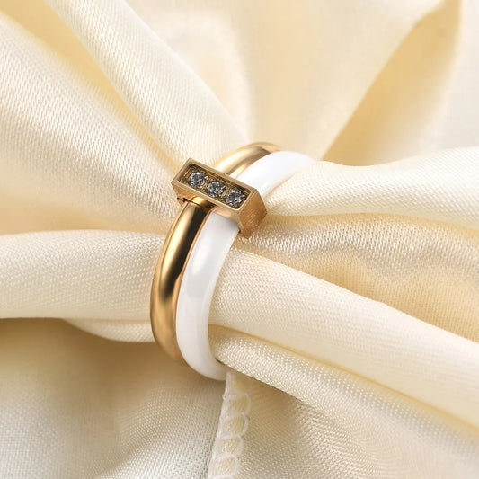 DANA Ceramic Zircon Couple Ring