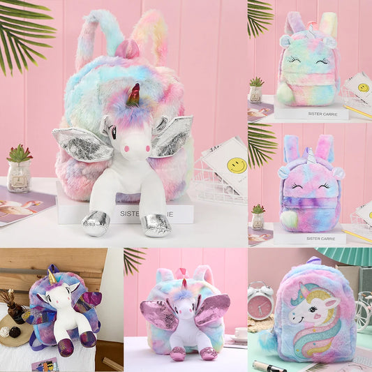 Cartoon School Book Bag Cute 3D Fur Backpacks