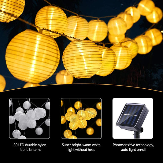 LED Solar Lantern String Lights Outdoor Garland Fairy Lights Solar Powered Garden Decorative