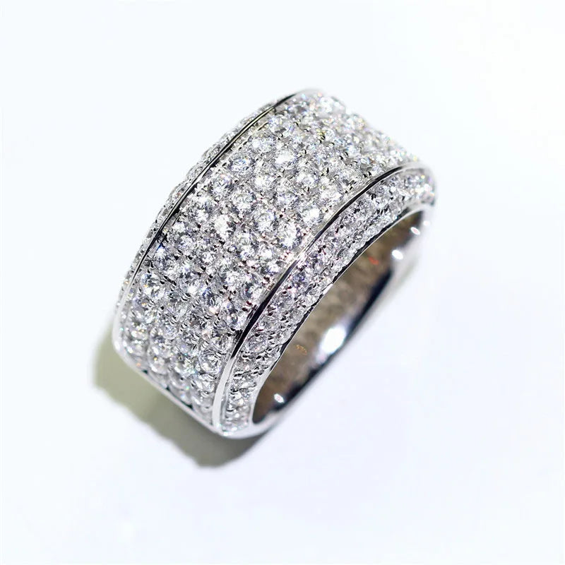 Luxury 925 Sterling Silver Plata Eternity Zirconia 3ct CZ Crystal Rings