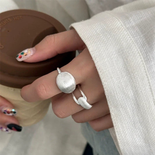 Brushed Geometry Classic Minimalist Rings