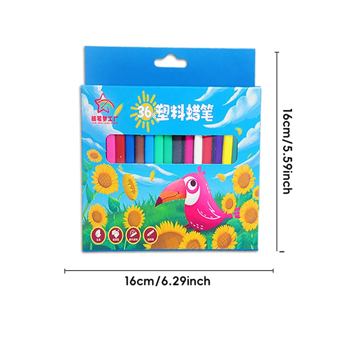 12-36 Color Washable Crayons Non-Toxic Erasable Triangular Drawing Coloring Gifts