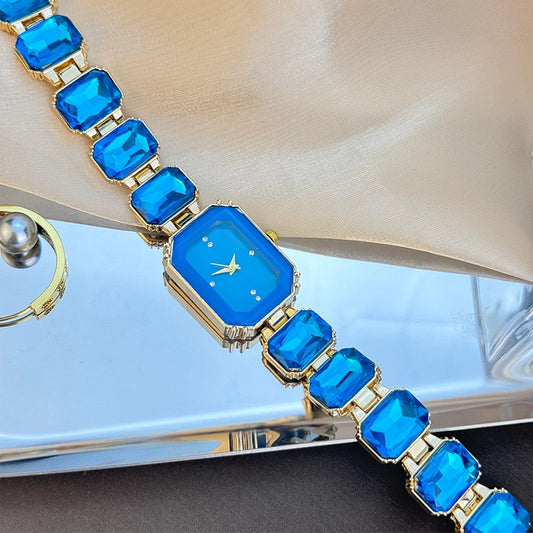 Rhinestone chain rectangular color case rhinesto watch