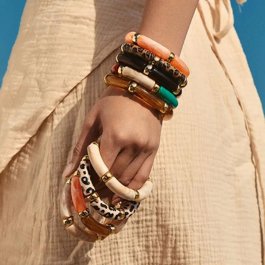 Mixed Color Bamboo Elastic Bracelets