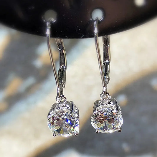925 Sterling Silver Round Cubic Zirconia Earring