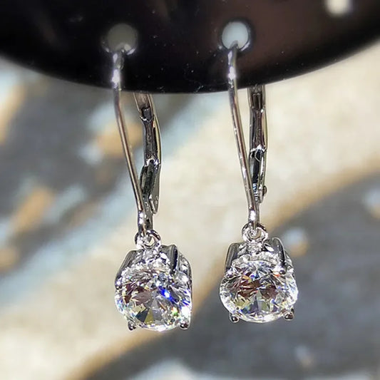 925 Sterling Silver Round Cubic Zirconia Earring