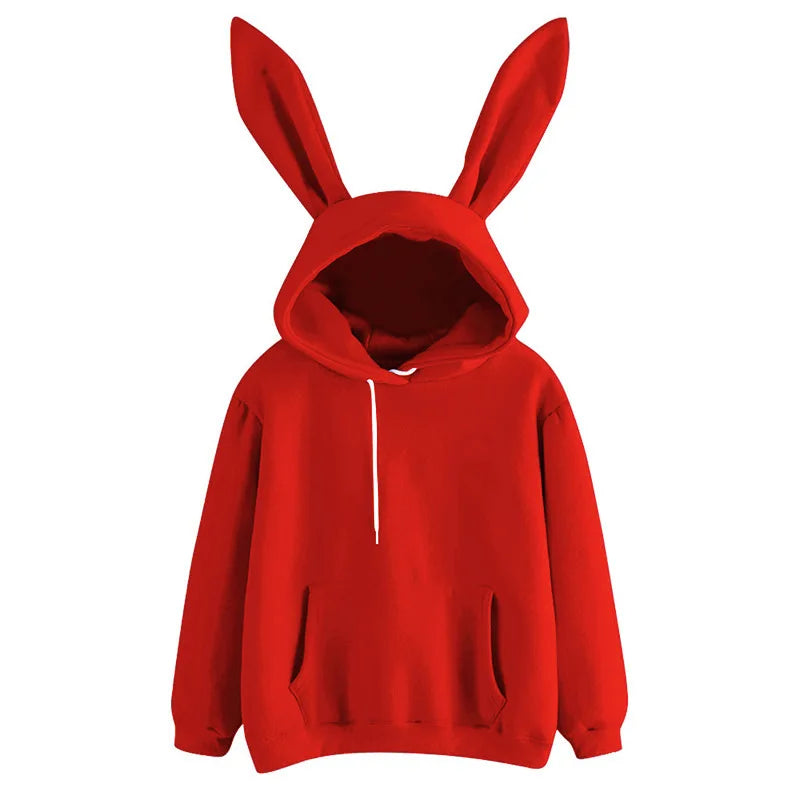 Hooded rabbit hoodie loose casual top coat