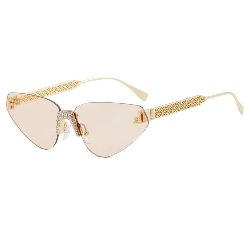 Sexy Rimless Luxury Retro Punk Metal Sunglasses