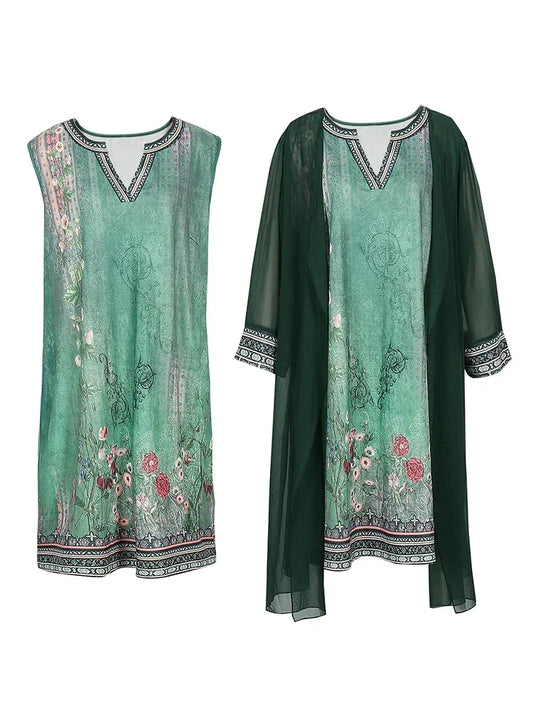 Plus Size Boho 2 Piece Maxi Dress