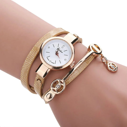 Rhinestone Faux Leather Strap watch