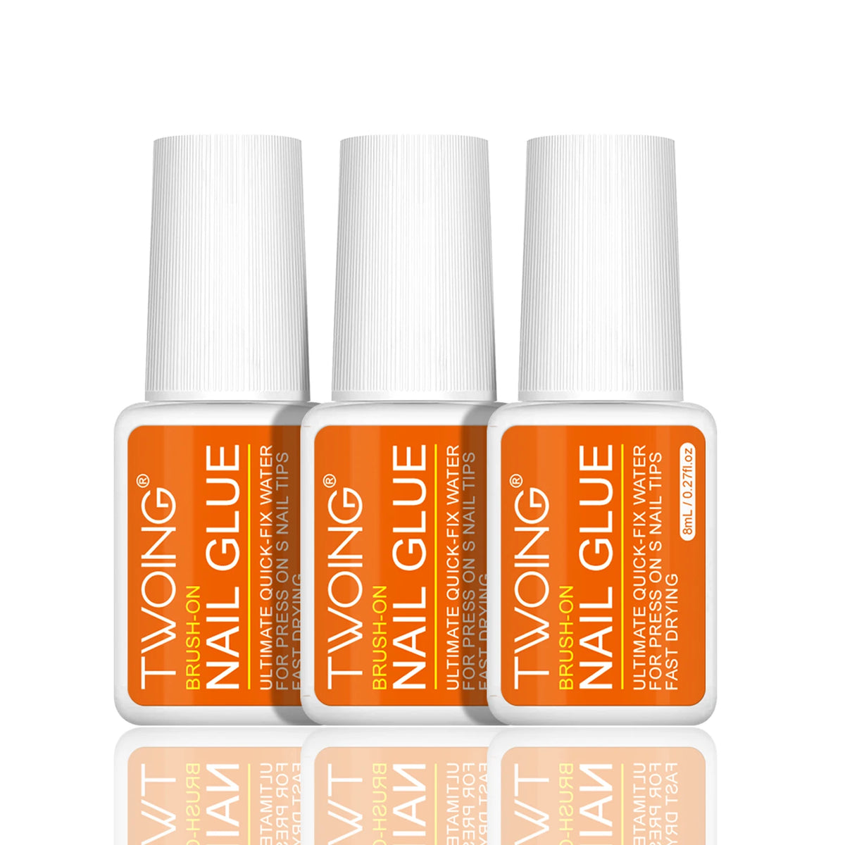 Twoing Waterproof Liquid Nail Adhesive,Long-Lasting & Fast-Drying Formaldehyde-Free Compatible with Acrylic Nails Fake Nails