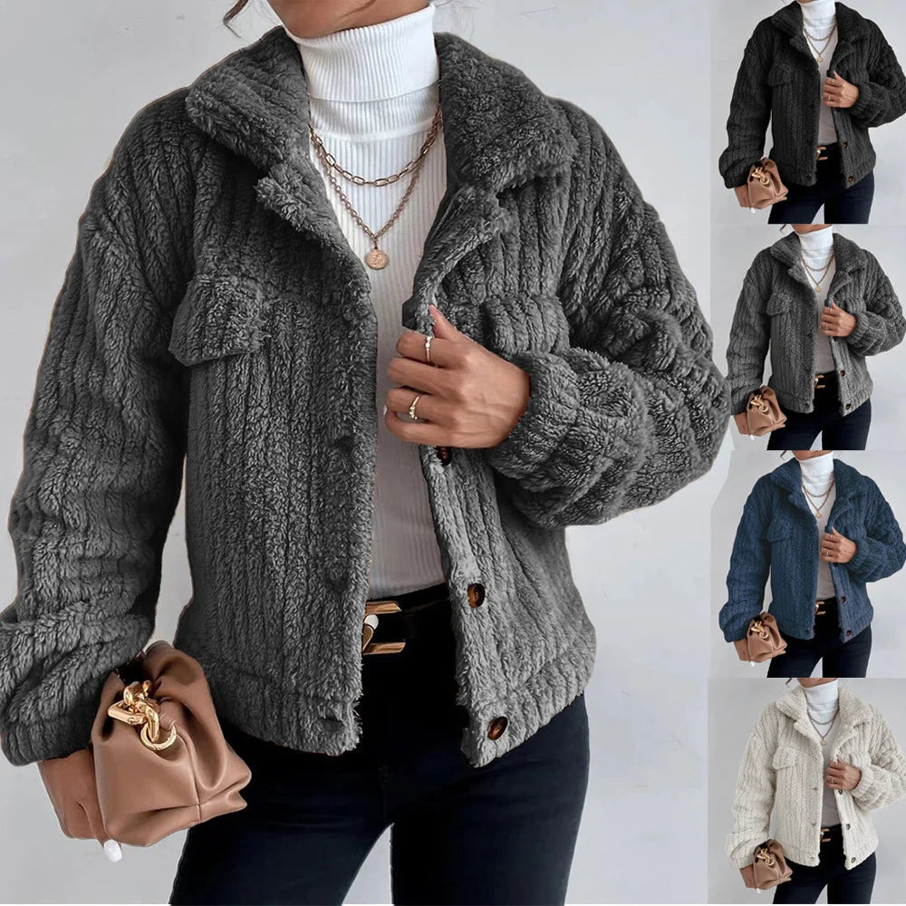 Rabbit plush coat lapel shirt plus plush plush coat