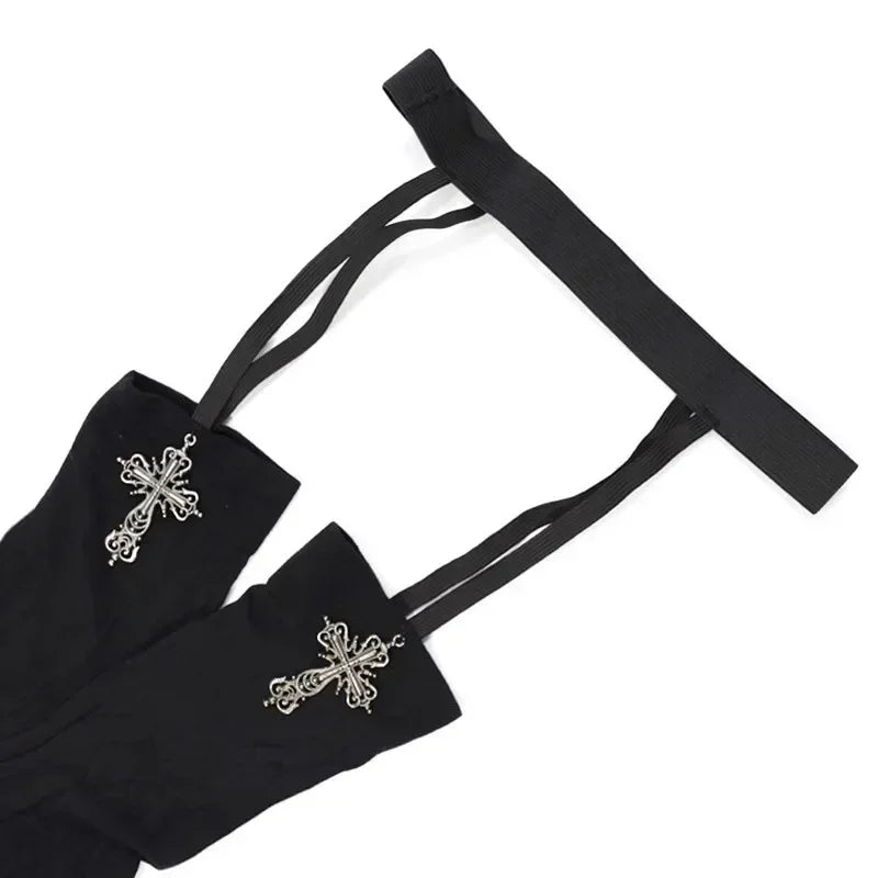 Cross Decoration Suspender Socks