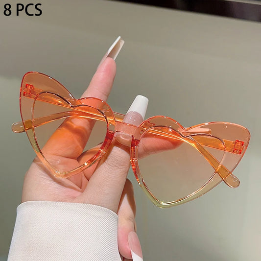8 Pcs Per Set Cute Heart Shaped Sunglasses