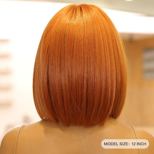 Short straight synthetic Ginger Brown Bob wig