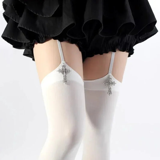 Cross Decoration Suspender Socks