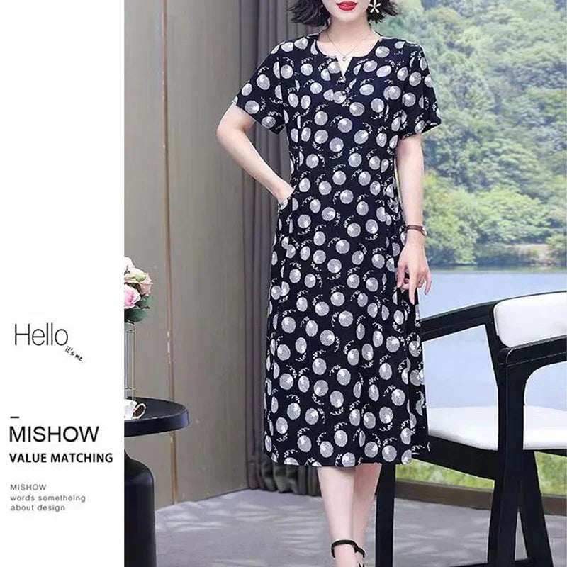 Robe Casual Short Sleeve Boho Long Dress