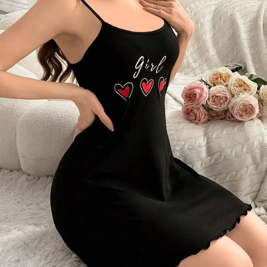 Sexy Nightgown Love Print Dress