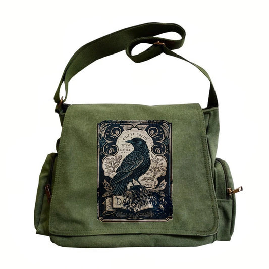 Vintage Raven Crossbody Messenger Bag