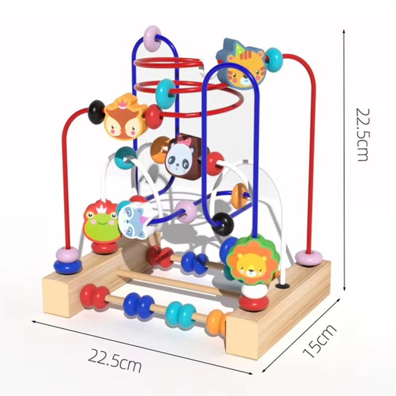 Montessori Wooden Roller Coaster Bead Maze Abacus Math Toys