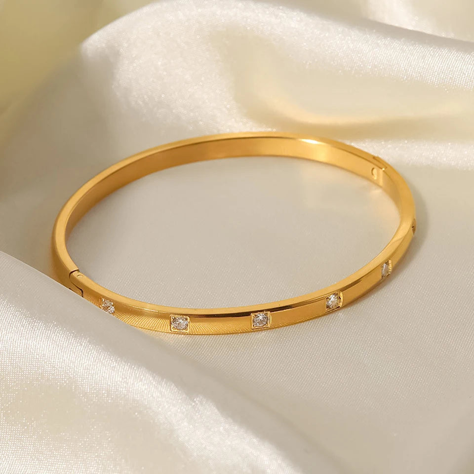 DANA 3Pcs Gold Stainless Steel Bangle Bracelets