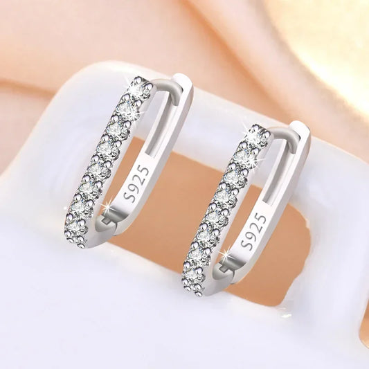 DANA 925 Sterling Silver Crystal Circle Hoop Earrings