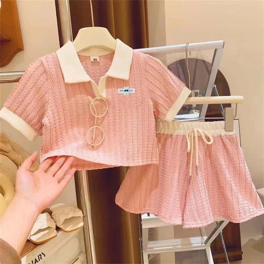 Cute Sweet Short Sleeve Casual Suits 2-10Y